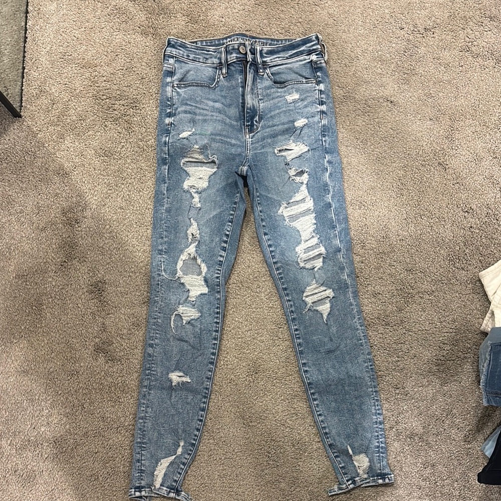 American Eagle Outfitters Blue Skinny Jeans Distressed